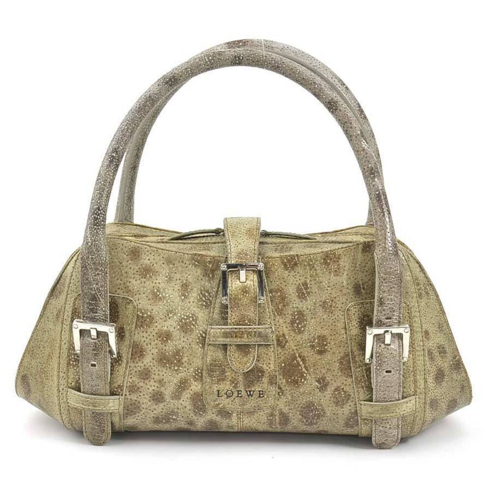 LOEWE Senda leather handbag Beige Tan brown gray silver